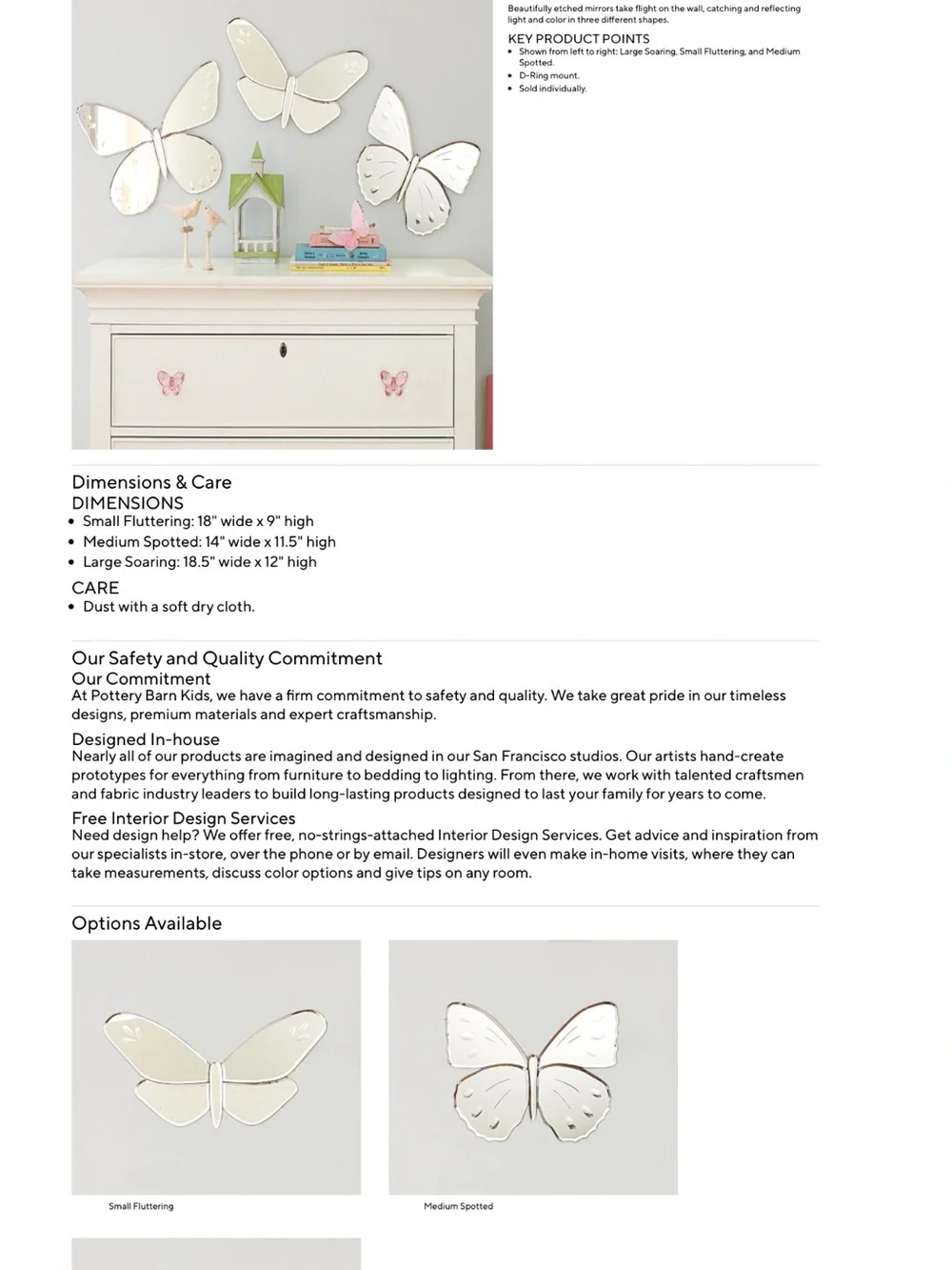 Pottery Barn Kids three butterfly